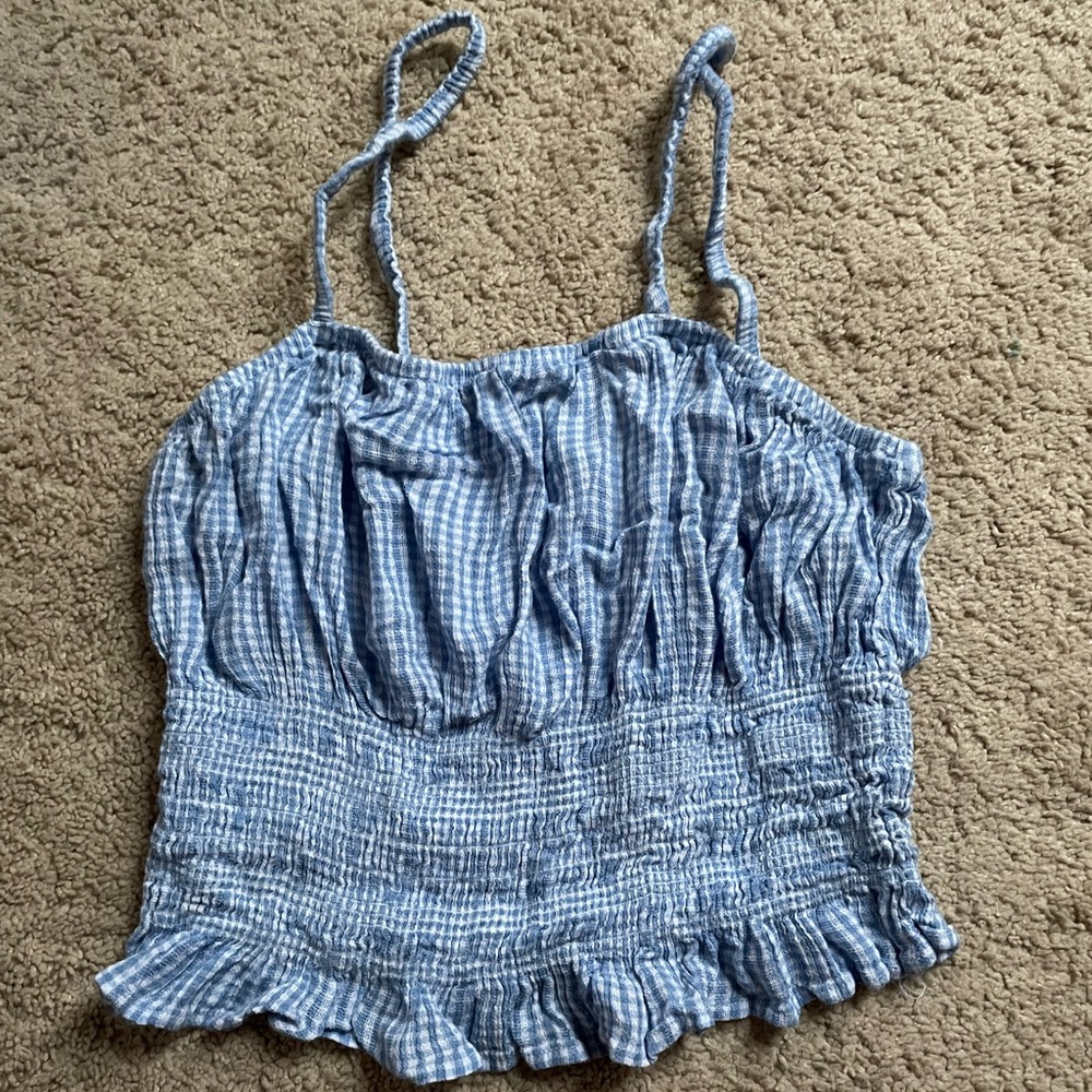 Baby blue ruffle top